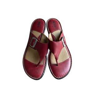 Born Women's Red Leather Sandals Size 11 Buckle Strap Summer